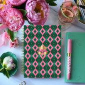 Chic Pink und Green Diamond Motif Planer