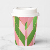 Chic Pink und Green Raute Pappbecher (Rechts)