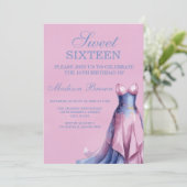 Chic Pink und Lila Sweet 16 Party Einladungen (Stehend Vorderseite)