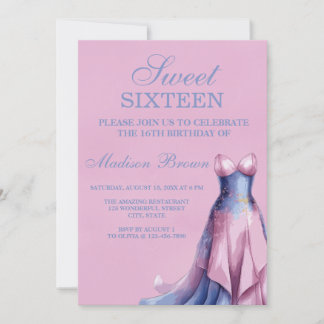 Chic Pink und Lila Sweet 16 Party Einladungen