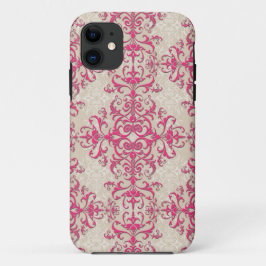 Chic Pink und Off White Floral Damask Muster Case-Mate iPhone Hülle