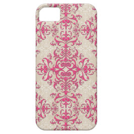Chic Pink und Off White Floral Damask Muster Case-Mate iPhone Hülle