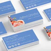 Chic Pink und Peach Blume auf Periwinkle Visitenkarte