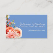 Chic Pink und Peach Blume auf Periwinkle Visitenkarte (Vorderseite)