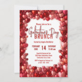 Chic Pink und Red Hearts Galentine's Brunch Einladung (Vorderseite)