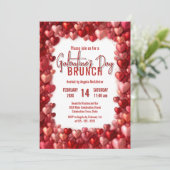Chic Pink und Red Hearts Galentine's Brunch Einladung (Stehend Vorderseite)