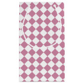 Chic Pink und White Checked Mit Monogramm Name Kleine Geschenktüte (Rückseite)