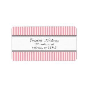 Chic Pink und White Stripes Muster Labels Adressaufkleber