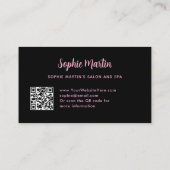 Chic Pink und White Stripes und Bow | QR-Code Visitenkarte (Rückseite)