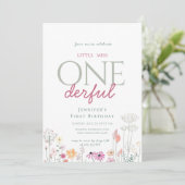 Chic Pink verzaubert Little Onederful Birthday Einladung (Stehend Vorderseite)