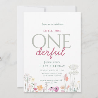 Chic Pink verzaubert Little Onederful Birthday Einladung