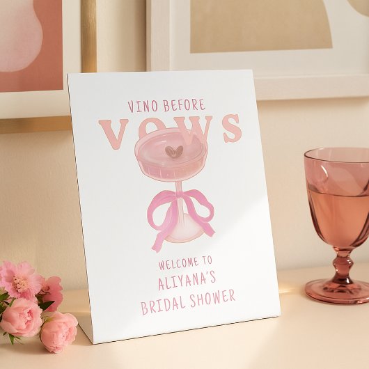 Chic Pink Vino Before Vows Welcome Bridal Shower  Sockelschild