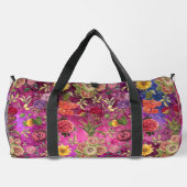 Chic pink violette Blumen Monogramm Blumenbeutel Duffle Bag (Rückseite)
