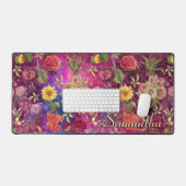 Chic pink violette Blumen monogramm Blumenmuster Schreibtischunterlage (Tastatur & Maus)
