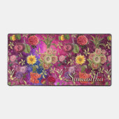 Chic pink violette Blumen monogramm Blumenmuster Schreibtischunterlage (Vorderseite)