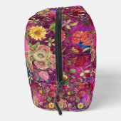 Chic pink violette Blumen monogramm Blumenmuster Waschbeutel (Rechts)
