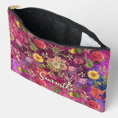 Chic pink violette Blumen monogramm Blumenmuster Zubehörtasche (Offen)