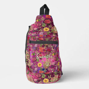 Chic pink violette Blüten Monogramm Blüte Crossbody Bag