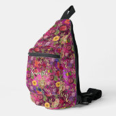 Chic pink violette Blüten Monogramm Blüte Crossbody Bag (Rechte Ecke)