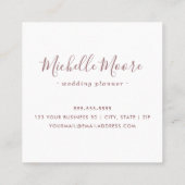 Chic pink Wasserfarbe Sonderzeichen beruflich Quadratische Visitenkarte (Rückseite)