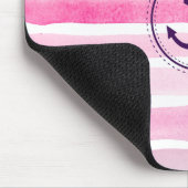 Chic Pink Wasserfarben Streifen Nautic Anker Mousepad (Ecke)