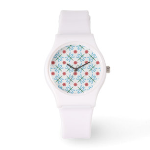 Chic Pink Water Lilis und Dragonflies Armbanduhr