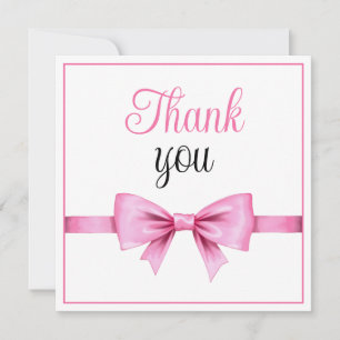 Chic Pink Watercolor Bow Sweet 16 Birthday Dankeskarte