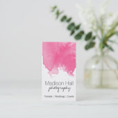 Chic Pink Watercolor Business Card Visitenkarte (Stehend Vorderseite)