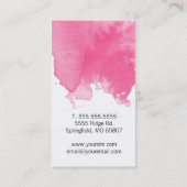 Chic Pink Watercolor Business Card Visitenkarte (Rückseite)