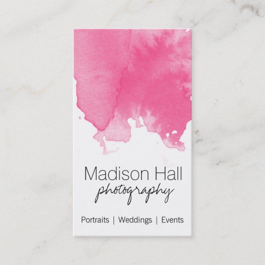 Chic Pink Watercolor Business Card Visitenkarte (Vorderseite)