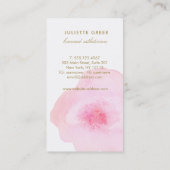 Chic Pink Watercolor Floral Painted Blume Visitenkarte (Rückseite)