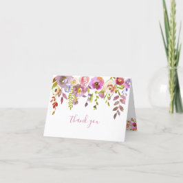 Chic Pink Watercolor Floral vielen Dank Dankeskarte
