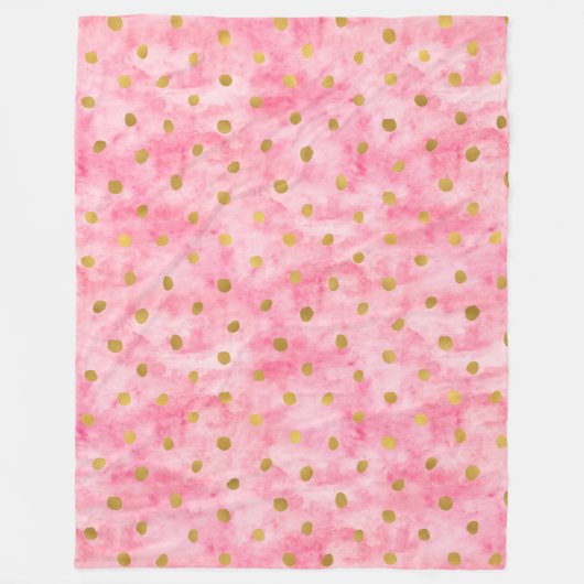Chic Pink Watercolor Gold Confetti Fleecedecke (Vorderseite)