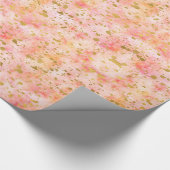 Chic Pink Watercolor Gold Confetti Geschenkpapier (Ecke)