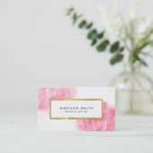 Chic Pink Watercolor Imitate Gold Business Card Visitenkarte (Stehend Vorderseite)