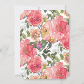 Chic Pink Watercolor Peony Bouquet Wedding Einladung (Rückseite)