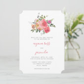 Chic Pink Watercolor Peony Bouquet Wedding Einladung (Stehend Vorderseite)