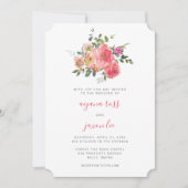 Chic Pink Watercolor Peony Bouquet Wedding Einladung (Vorderseite)
