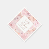 Chic Pink Watercolor Roses Wedding Serviette (Ecke)