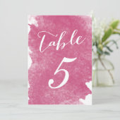 CHIC PINK WATERCOLOR TISCHNUMMER CARDS (Stehend Vorderseite)