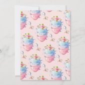 Chic Pink Wave Floral Baby Dusche Tee Party Einladung (Rückseite)