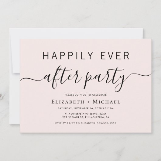 Chic Pink Wedding After Party Einladung (Vorderseite)