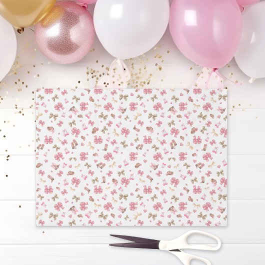 Chic Pink Western Cowgirl Stiefel, Hats & Bows Seidenpapier