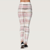 Chic Pink White Cream Karierte Streifen Leggings (Rückseite)