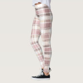 Chic Pink White Cream Karierte Streifen Leggings (Links)