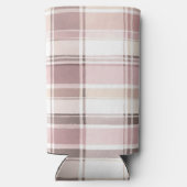 Chic Pink White Cream Karierte Streifen Selters Dosenkühler (Rückseite)