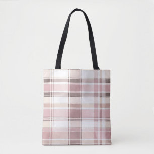 Chic Pink White Cream Karierte Streifen Tasche