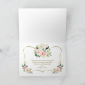 Chic Pink White Floral Gold Taufe Kalligrafie Dankeskarte (Innenseite)
