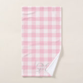 Chic pink white gingham monogram name badhandtuch set (Handtuch)