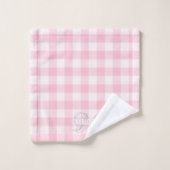 Chic pink white gingham monogram name badhandtuch set (Waschlappen)